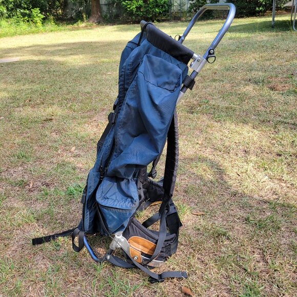 Vintage Jansport External Frame Backpack Blue Leather Patch Hiking Trail Backpac - Picture 4 of 16